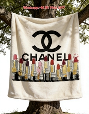 Chanel Lipstick Art CC Logo Flannel Throw Blanket IMG_7050
